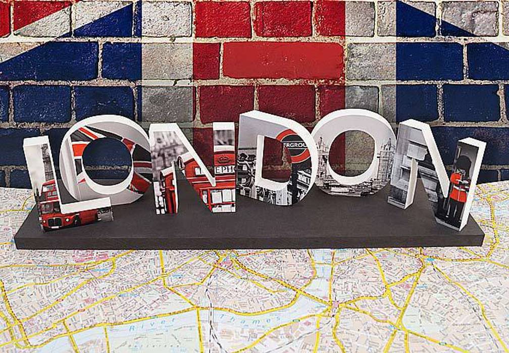 Dekobuchstaben - 3D LONDON bedruckt K&L Wall Art Ausgefallene Wohnzimmer Accessoires und Dekoration