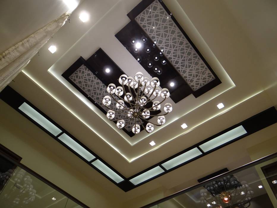 Double height ceiling homify Living room Lighting