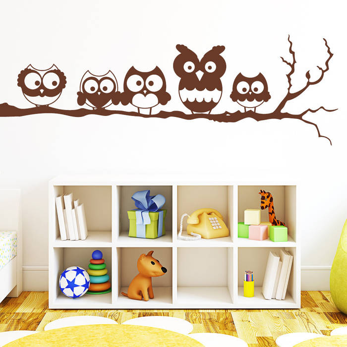 Wandtattoo 5 Eulen auf einem Ast, Wandtattoo-Loft Wandtattoo-Loft Nursery/kid’s room