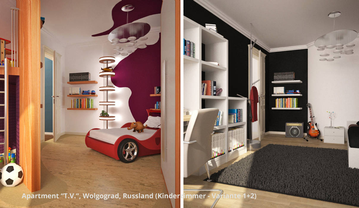 Innenarchitektonische Neugestaltung Apartment "T.V." - Wolgograd, Russland, GID / GOLDMANN-INTERIOR-DESIGN GID / GOLDMANN-INTERIOR-DESIGN Dormitorios infantiles de estilo moderno