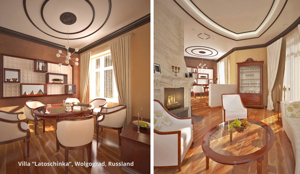 Innenarchitektonische Neugestaltung Villa "Latoschinka" - Wolgograd, Russland, GID / GOLDMANN-INTERIOR-DESIGN GID / GOLDMANN-INTERIOR-DESIGN Classic style dining room