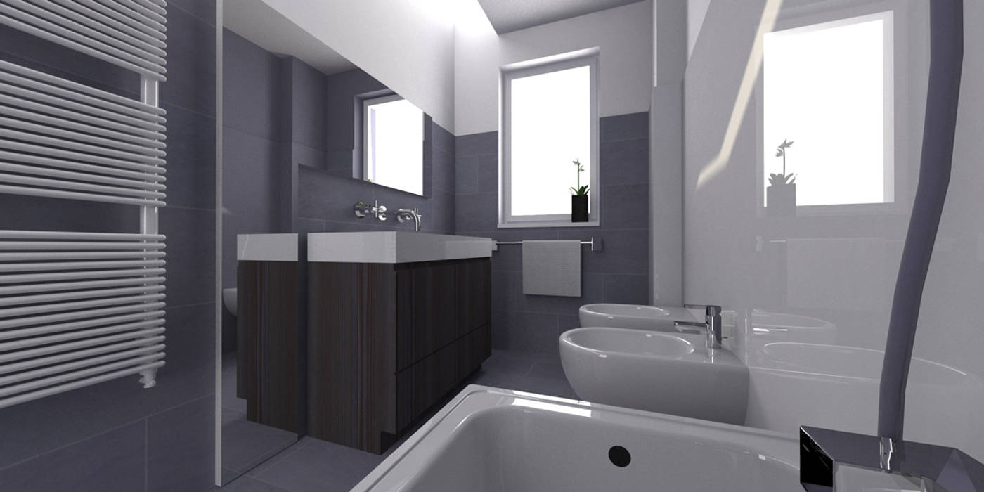 Arredi scultorei per un appartamento a Milano, CAFElab studio CAFElab studio Modern bathroom