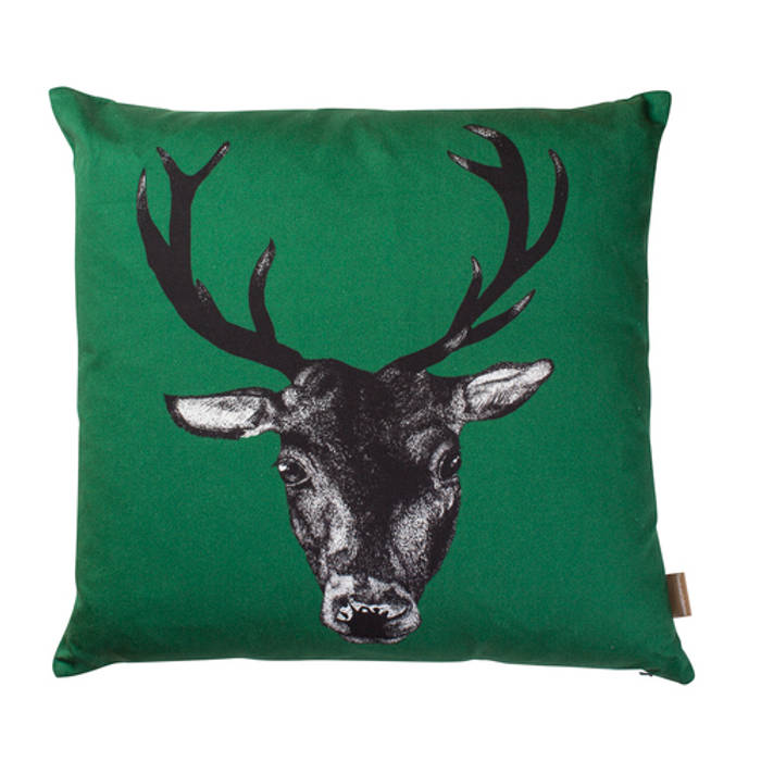 Stag Cushion in Green by Lisa Bliss Anthea's Home Store Country style living room Accessories & decoration