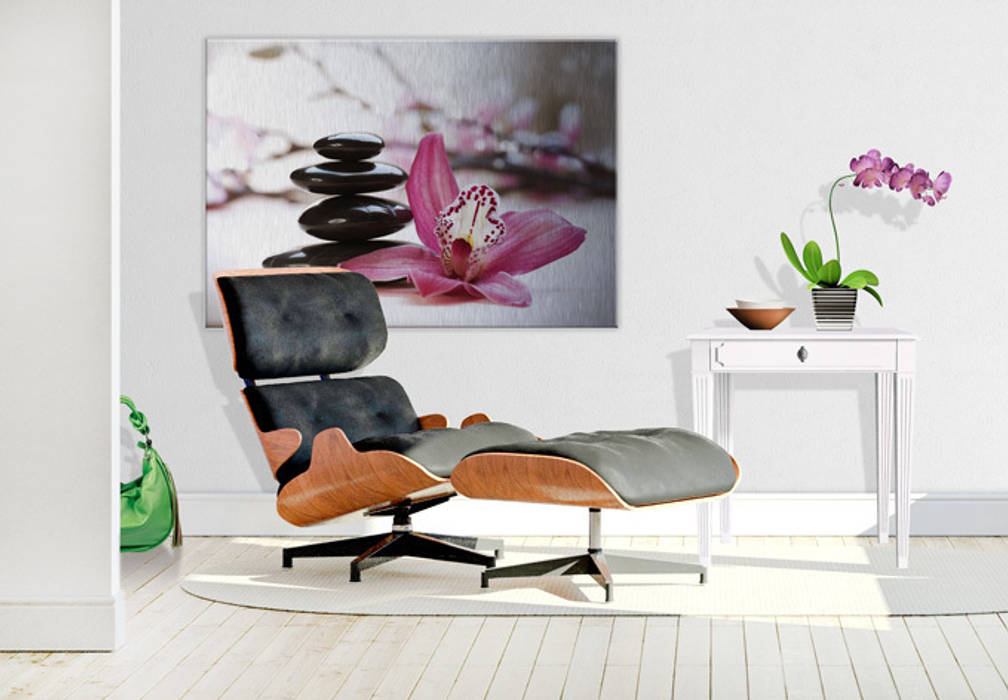 Alu-Dibond Silbereffekt Orchidee K&L Wall Art Asiatische Wände & Böden Bilder und Rahmen