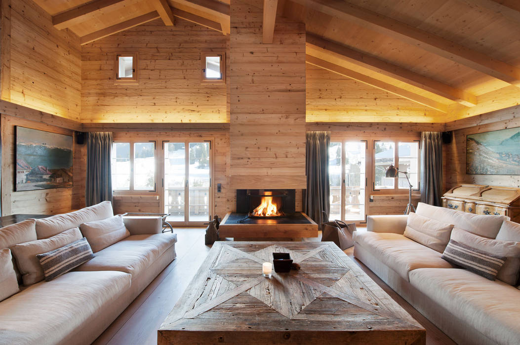 Chalet Gstaad, Ardesia Design Ardesia Design ห้องนั่งเล่น