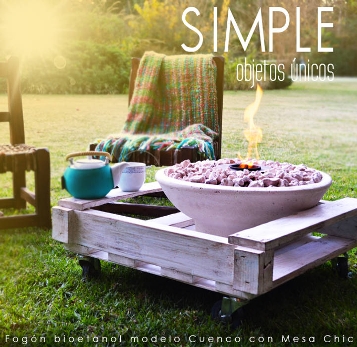 Fogón a bioetanol modelo cuenco + mesa chic simple objetos unicos