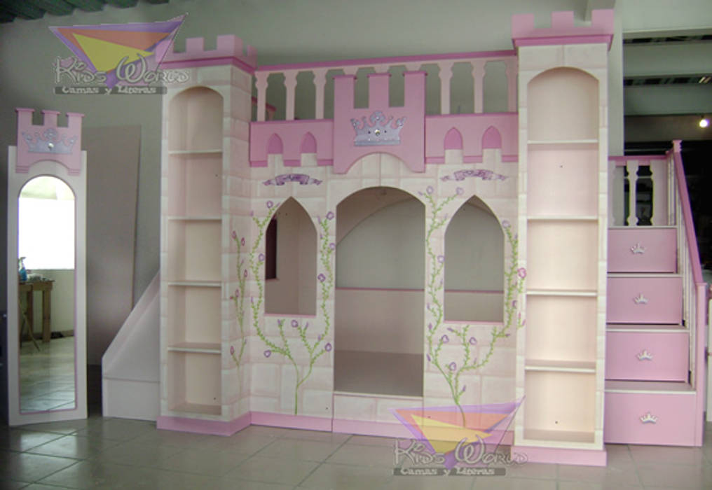 Castillo en rosa para niñas Kids World- Recamaras, literas y muebles para niños Dormitorios infantiles clásicos Camas y cunas
