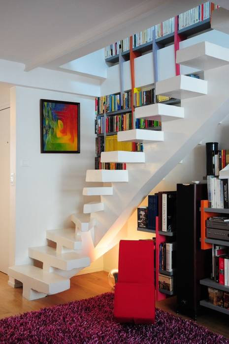 UN DUPLEX PARISIEN, Tony Lemâle Intérieurs Tony Lemâle Intérieurs Modern corridor, hallway & stairs