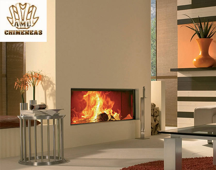 CHIMENEA PANORAMICA ESPECIAL CHIMENEASAML Salones de estilo moderno Propiedad,naranja,Encendiendo,Diseño de interiores,Madera,Sala de estar,Planta,Hogar,muro,Piso