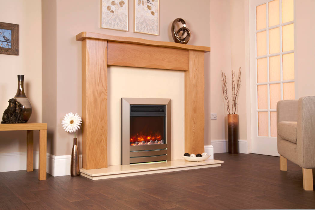 kinder Inset Fire Fiveways Fires & Stoves Ruang keluarga: Ide desain interior, inspirasi & gambar Fireplaces & accessories