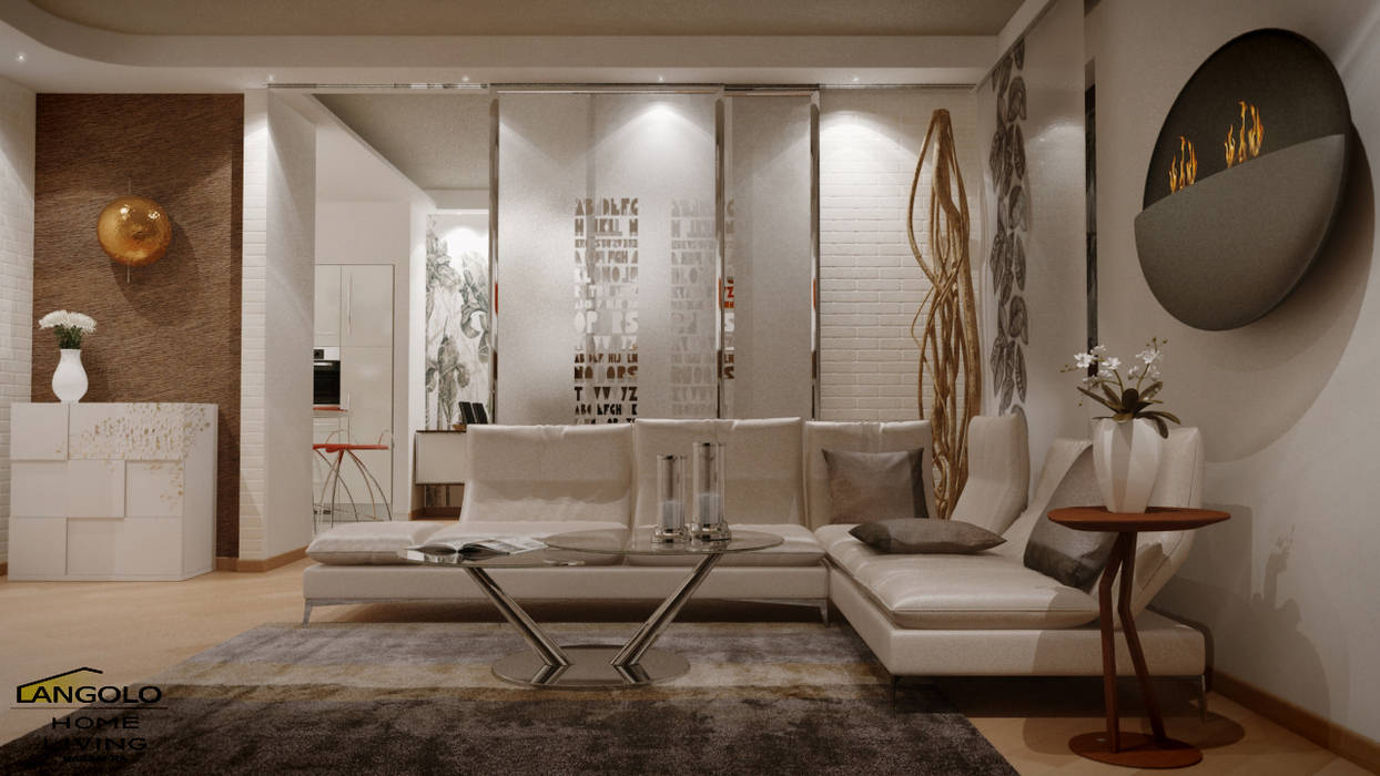 Soggiorno accogliente , LANGOLO HOME LIVING LANGOLO HOME LIVING Sliding doors