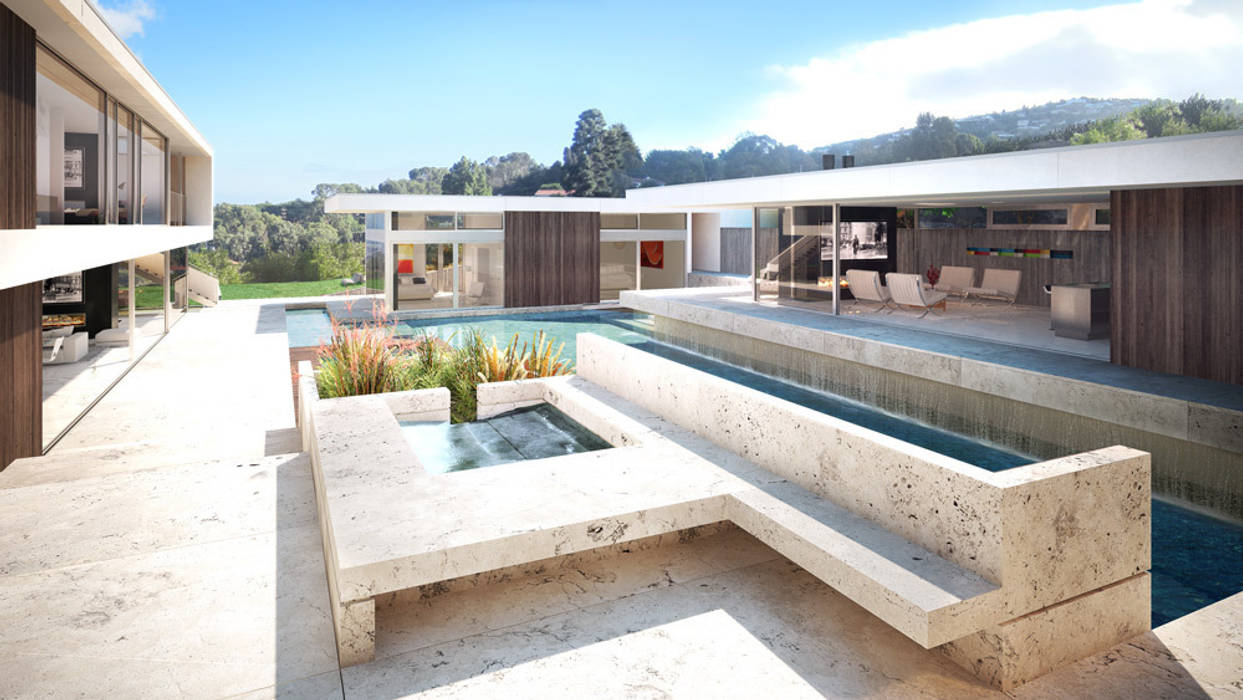 Render vivienda de lujo en Palos Verdes Berga&Gonzalez - arquitectura y render Casas de estilo moderno