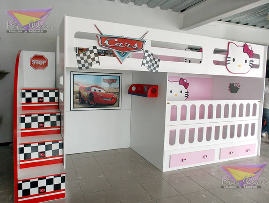 Litera unisex Cars-Kitty Kids World- Recamaras, literas y muebles para niños Dormitorios infantiles modernos Camas y cunas