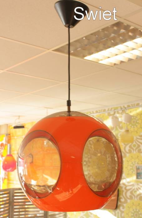 Luigi Colani seventies kunststof knal oranje hanglamp spage age lamp Swiet Moderne woonkamers Verlichting