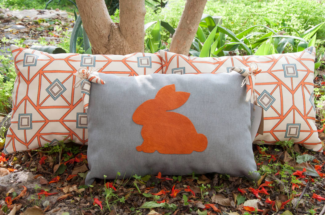 Orange Rabbit 3'ü Yastık Set fingerscrossed Akdeniz Yatak Odası Tekstil Ürünleri