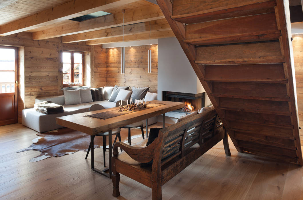 Modernes Design-Chalet mit rustikalem Charme, archstudiodesign archstudiodesign Skandinavische Wohnzimmer