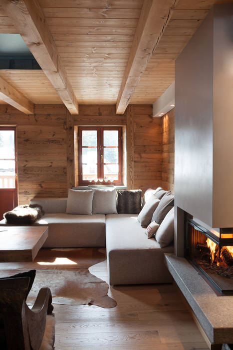 UN CALDO CHALET DI DESIGN , archstudiodesign archstudiodesign Skandynawski salon