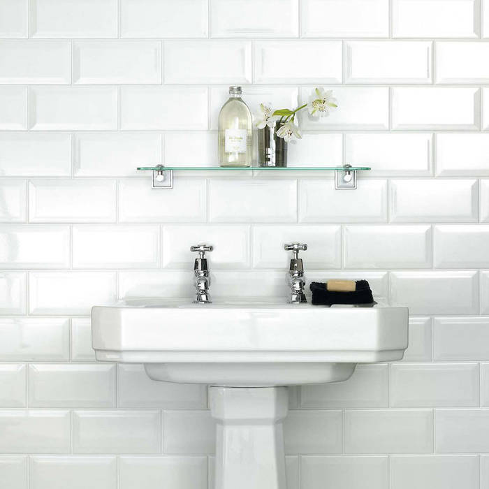 White Metro 20x10 Tiles Walls and Floors Ltd Tường & sàn phong cách công nghiệp metro,brick,tiles,tile,tiling,subway,underground,white,ceramic,bathroom,sink,splashback,Tiles