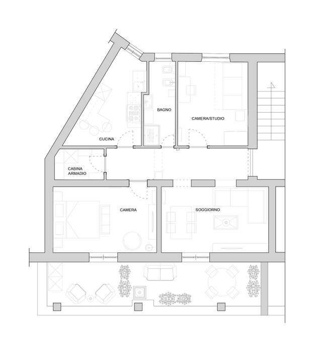 Planimetria dell'appartamento EMC2Architetti pianta,progetto,ristrutturazione,appartamento