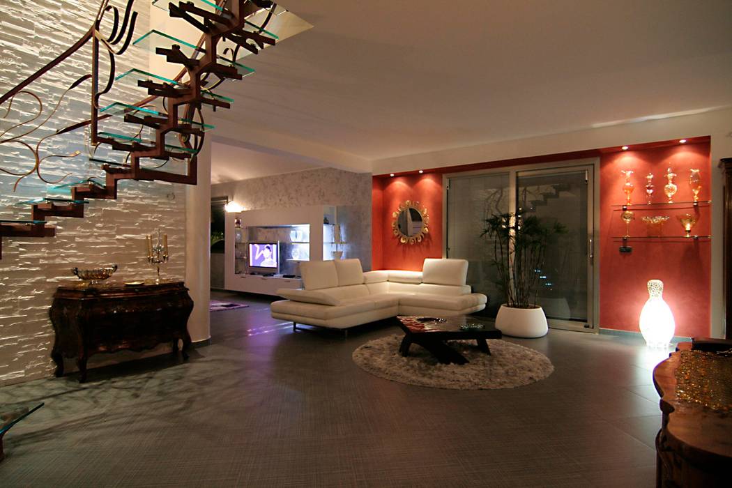 Iron Tree Stair, Marco Maria Statella - Architect Marco Maria Statella - Architect Eclectic style living room Lighting