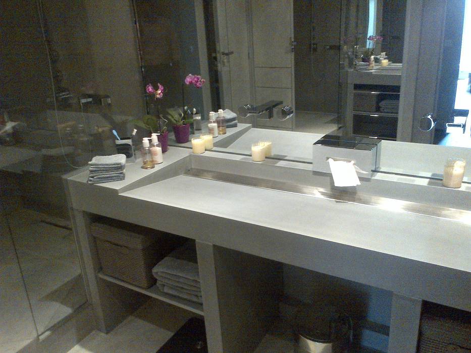 Concrete sinks & Brushed stainless steel Concrete LCDA Banheiros modernos concrete sink,concrete bathroom,bespoke sink,bespoke bathroom