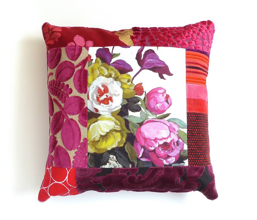 Hermione luxury patchwork cushion Suzy Newton Ltd. Eclectic style living room Accessories & decoration
