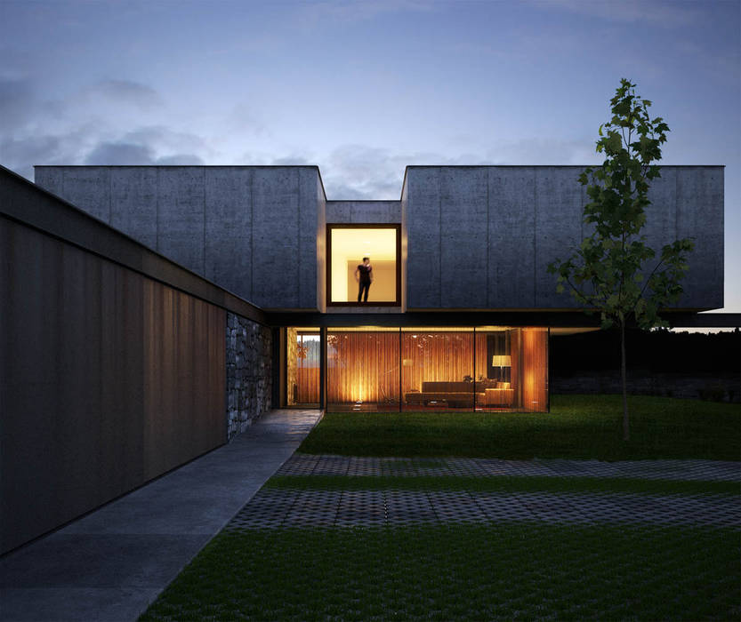 Infografia 3D vivienda en Pombal Berga&Gonzalez - arquitectura y render Casas de estilo minimalista