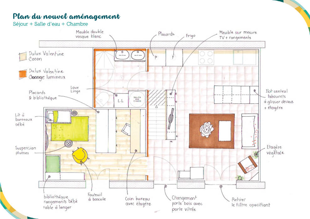 Plan du nouvel aménagement Angèle Ethuin - Designer d'intérieur & Coloriste