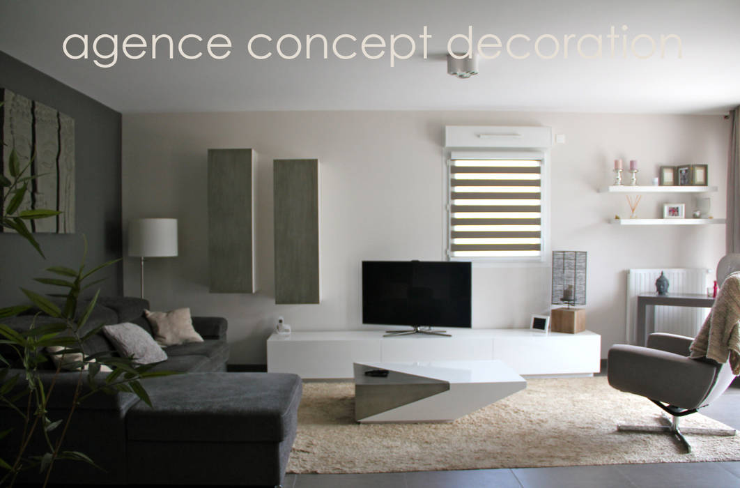 Agencement séjour et entrée ZEN, agence concept decoration agence concept decoration 아시아스타일 거실