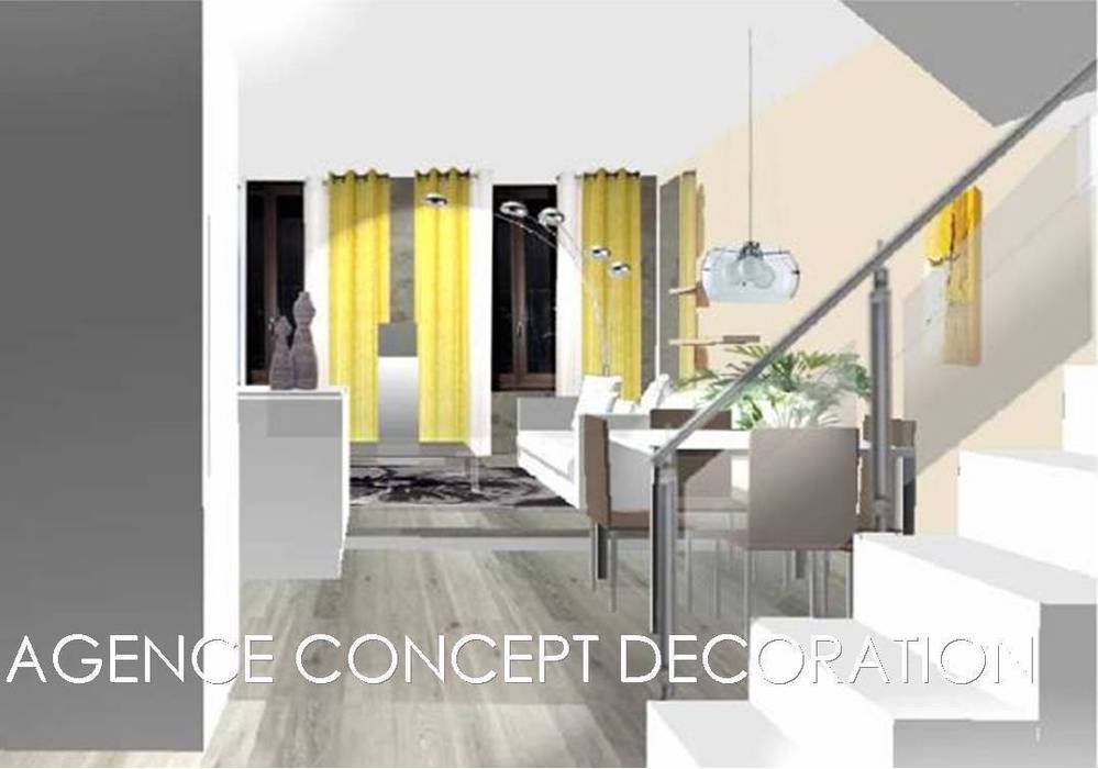 Rénovation appartement ancien , agence concept decoration agence concept decoration Salon moderne