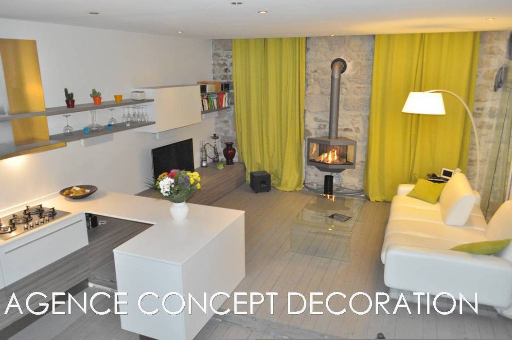 Rénovation appartement ancien , agence concept decoration agence concept decoration Modern living room