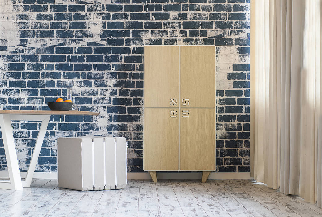 NODO cabinet Andrea Brugnera Design ห้องนั่งเล่น ตู้เก็บของและชั้นเก็บของ