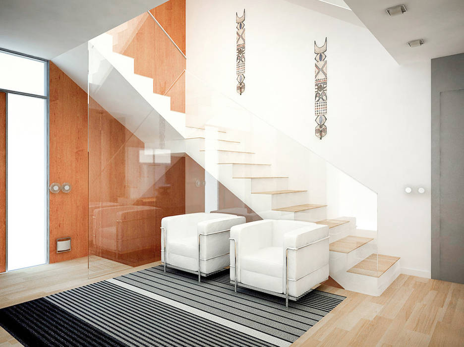 La Pobla: Un viraje de clásico a vanguardista , Chiralt Arquitectos Chiralt Arquitectos Minimalist corridor, hallway & stairs