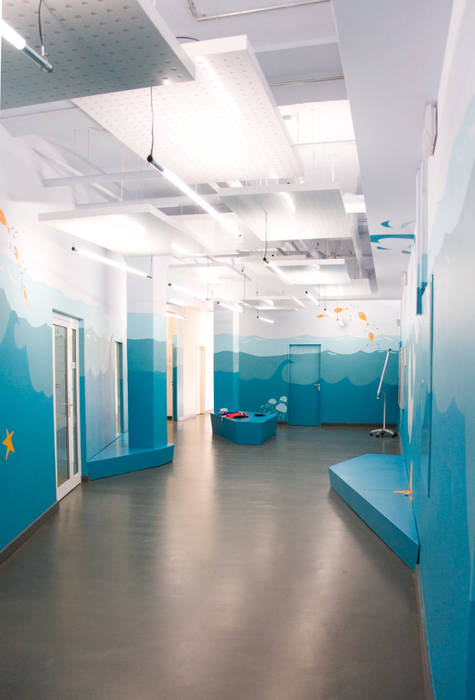 Themenwelt "Unter Wasser" Sehw Architektur Moderne Kinderzimmer Blau,Innenarchitektur,Boden,Bodenbelag,Saal,Decke,Gebäude,Elektrisches Blau,Platz,Glas
