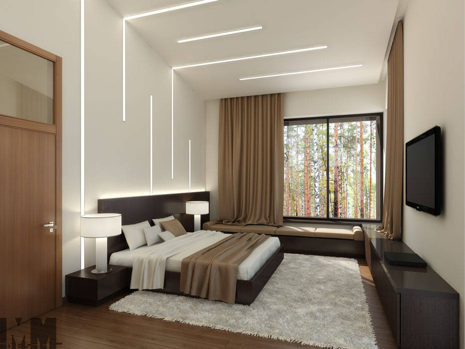 Коттедж в пос. Никольские озера ММ-design Спальня в стиле минимализм