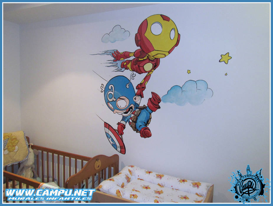 Murales en habitaciones infantiles, CAMPU.NET CAMPU.NET Habitaciones para niños de estilo moderno