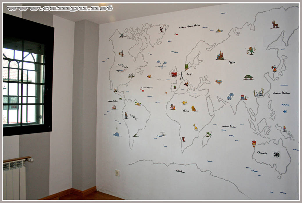 Murales en habitaciones infantiles, CAMPU.NET CAMPU.NET 모던스타일 아이방