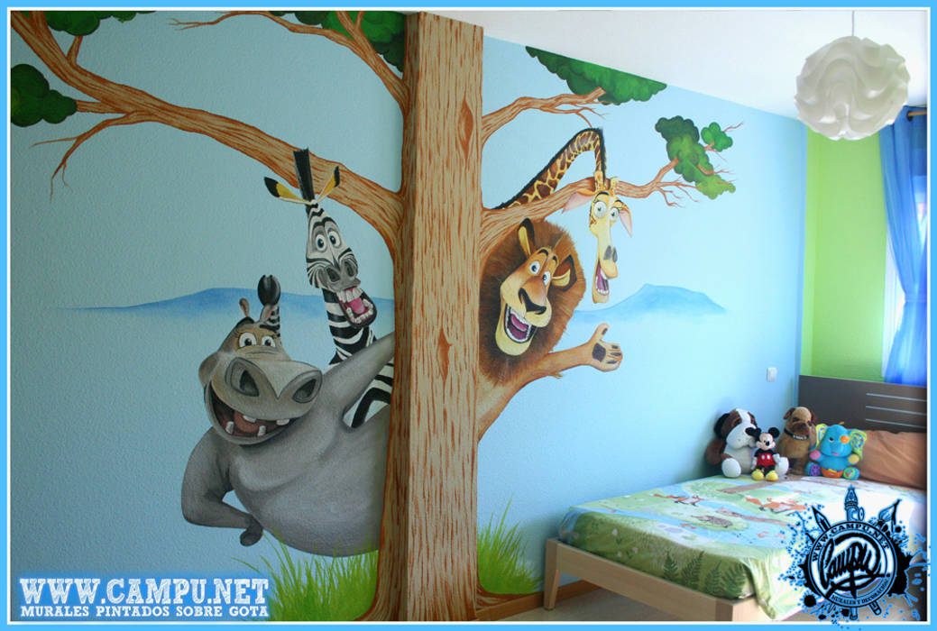 Murales en habitaciones infantiles, CAMPU.NET CAMPU.NET Dormitorios infantiles de estilo moderno