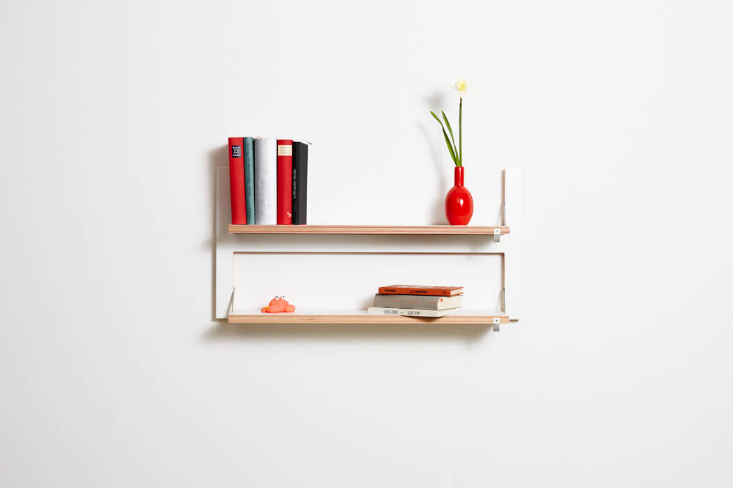 Fläpps Shelf 80x40x2 – White AMBIVALENZ Estudios y despachos de estilo minimalista Contrachapado Almacenamiento