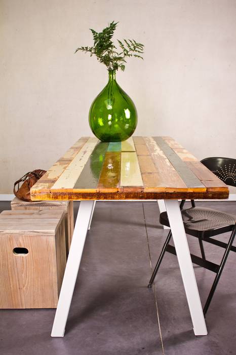 Tisch recyceltes Holz/Stahlbeinen PURE Wood Design Industriale Esszimmer Tische