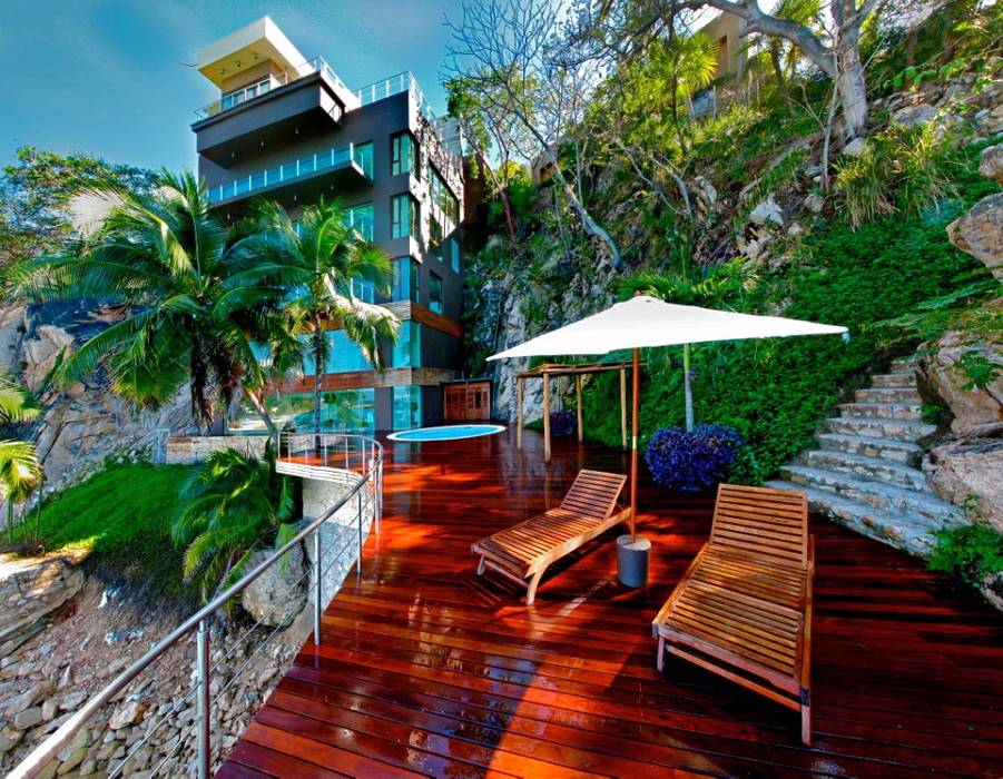 Condominio frente al mar, arqflores / architect arqflores / architect Modern balcony, veranda & terrace
