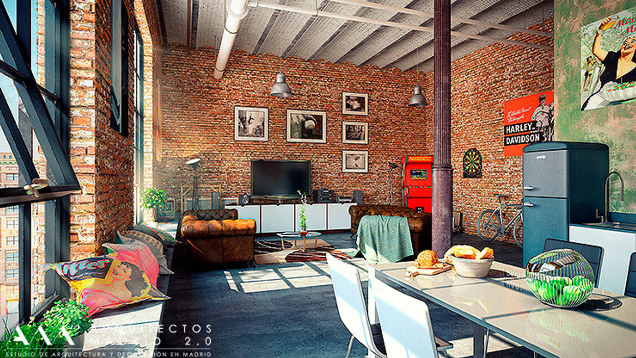 Proyecto y Reforma de Loft en Madrid Arquitectos Madrid 2.0 Estudios y despachos de estilo industrial