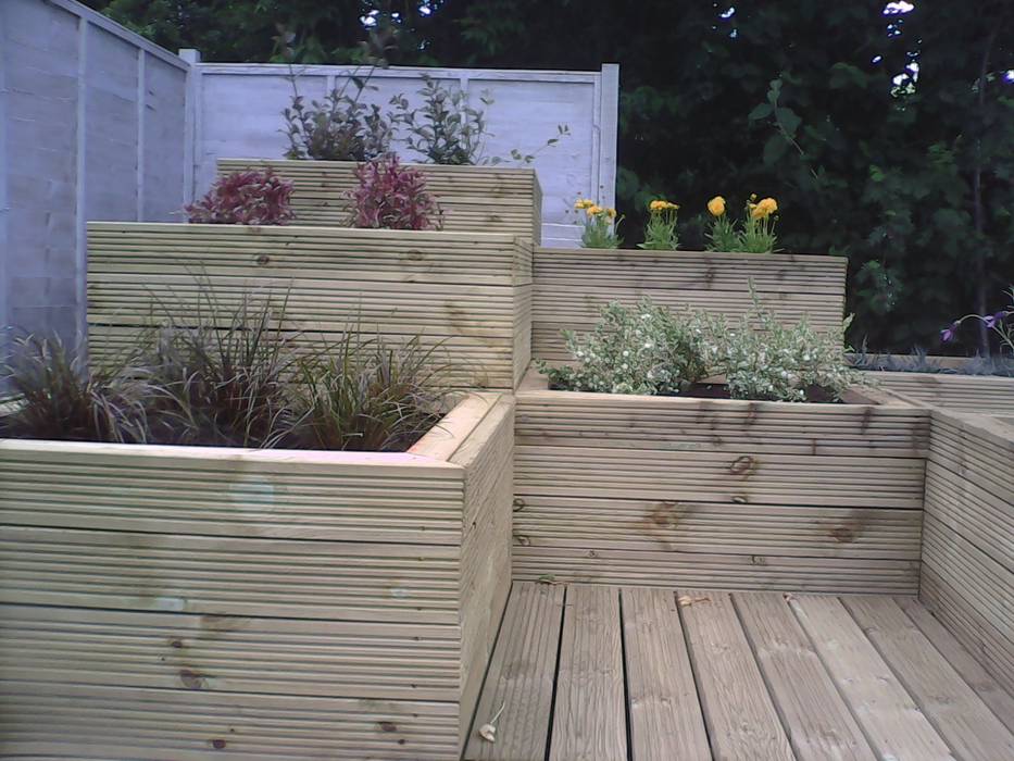 raised timber planters SD GARDEN DESIGNS Jardines de estilo minimalista Plantas y flores