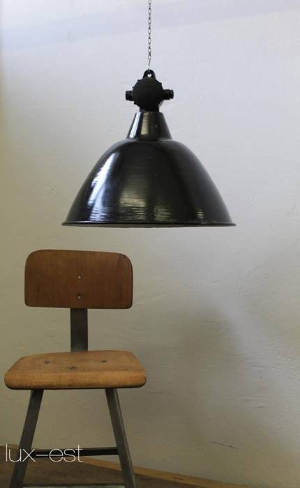 "RIESA L" Industriedesign Fabriklampe Emaille Schwarz/Weiss, Lux-Est Lux-Est 客廳 照明