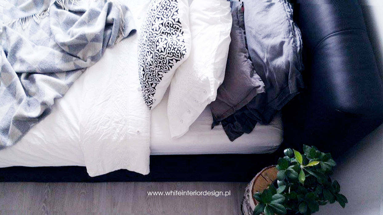 Sypialnia loftowo-skandynawska, White Interior Design White Interior Design Scandinavian style bedroom