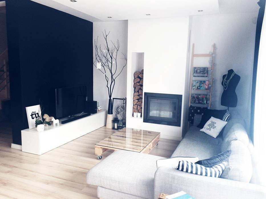 Dom jednorodzinny projekt parteru, White Interior Design White Interior Design Livings de estilo escandinavo