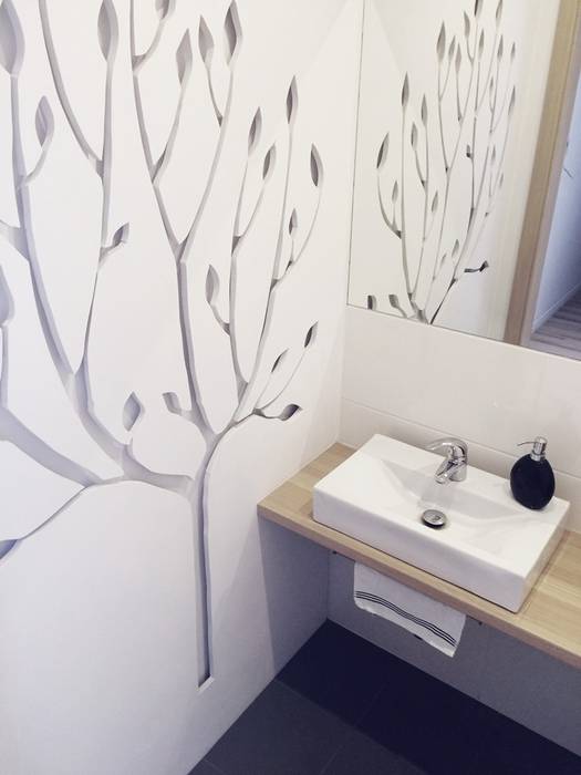 Dom jednorodzinny projekt parteru, White Interior Design White Interior Design Salle de bain scandinave