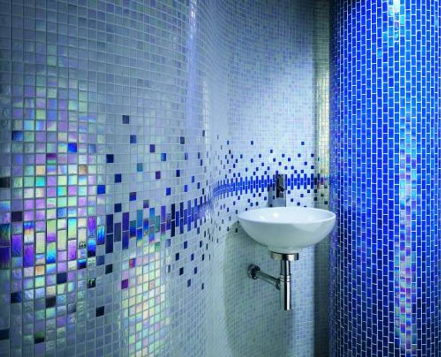 Blue Sparkle Betaş Cam Mozaik Ltd.Şti. Mediterranean style bathrooms