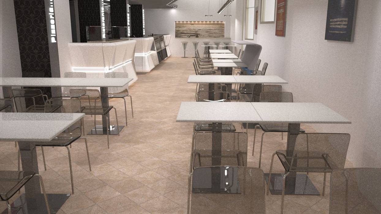 rendering sala ristorante pizzeria STUDIO ARCHITETTURA-Designer1995 Spazi commerciali Spazi commerciali
