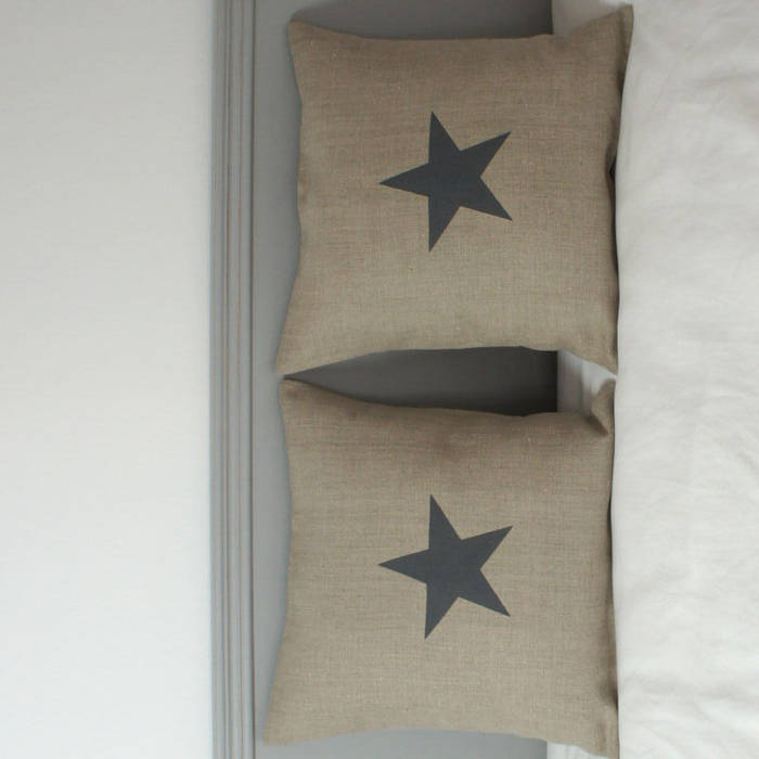 Coussins étoile en lin naturel Gris Pastel Chambre Textiles
